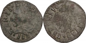 Reggio Emilia. Ercole II d'Este (1534-1559). Sesino. D/ Busto corazzato a sinistra, testa nuda e barbuta. R/ Aquila spiegata con la testa rivolta a si...