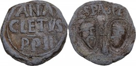 Roma. Anacleto II, Antipapa (1130-1138), Pietro Pierleoni. Bolla plumbea. D/ ANA/ CLETVS/ PP II. R/ SPA SPE. Teste degli apostoli S. Pietro e S. Paolo...