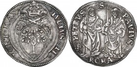 Roma. Giulio II (1503-1513), Giuliano della Rovere. Giulio. D/ Stemma Della Rovere semiovale sormontato da tiara e chiavi decussate entro quadrilobo. ...