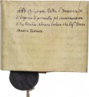 Roma. Innocenzo XI (1676-1689), Benedetto Odescalchi. Pergamena 1685 con bolla. PB. 36.00 mm. Pergamena: 41.5 x 30 cm. qSPL. Dispensa di parentela nel...