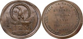 Roma. Repubblica Romana (1798-1799). Prova in bronzo dello scudo d'argento A. VII (1798). D/ Ara rettangolare con berretto frigio fra due pugnali in r...