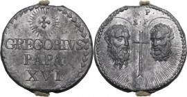 Roma. Gregorio XVI (1831-1846), Bartolomeo Alberto Cappellari. Bolla. D/ Croce tra raggi/ GREGORIVS/ PAPA/ XVI. R/ S P/S P. Croce tra i volti dei SS. ...