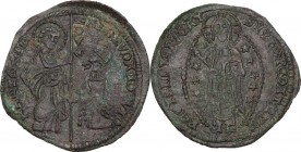 Venezia. Andrea Dandolo (1342-1354). Prova o falsificazione coeva in rame del ducato in oro. D/ San Marco nimbato, stante a sinistra, porge il vessill...