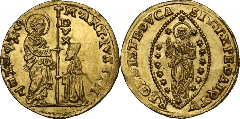 Venezia. Marc'Antonio Giustinian (1684-1688). Zecchino. D/ San Marco nimbato, st...