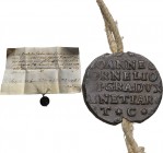 Venezia. Giovanni Corner II (1709-1722). Pergamena con bolla 1718. PB. 28.50 mm. Pergamena 23 x 16.5 cm. Perfettamente conservata. SPL.
