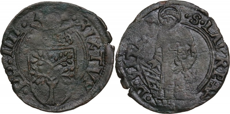 Viterbo. Sisto IV (1471-1484), Francesco Della Rovere. Quattrino. D/ Stemma Dell...