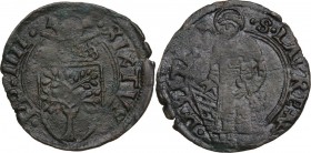 Viterbo. Sisto IV (1471-1484), Francesco Della Rovere. Quattrino. D/ Stemma Della Rovere semiovale sormontato da chiavi decussate e legate e da tiara....
