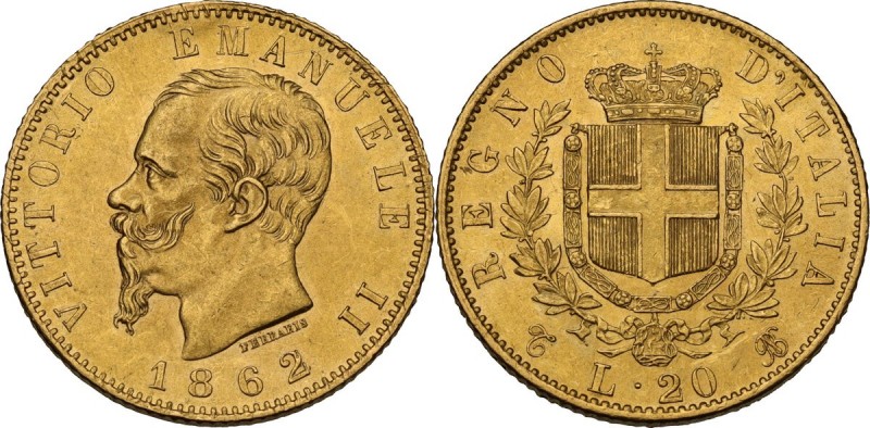 Vittorio Emanuele II (1861-1878). 20 lire 1862 Torino. Pag. 456; Mont. 132. AU. ...