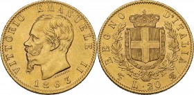 Vittorio Emanuele II (1861-1878). 20 lire 1863 Torino. Pag. 457; Mont. 133. AU. 21.00 mm. Insignificante graffietto al rovescio. Conservazione altissi...