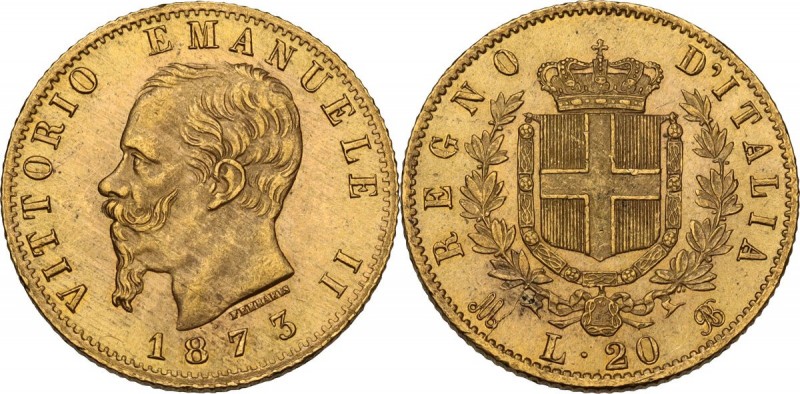 Vittorio Emanuele II (1861-1878). 20 lire 1873 Milano. Pag. 468; Mont. 144. AU. ...