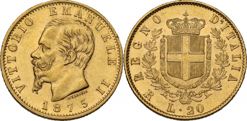 Vittorio Emanuele II (1861-1878). 20 lire 1875 Roma. Pag. 472; Mont. 148. AU. 21...