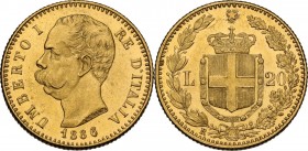 Umberto I (1878-1900). 20 lire 1886. Pag. 582; Mont. 22. AU. 21.00 mm. R. Conservazione altissima. Fondi lucenti. FDC.