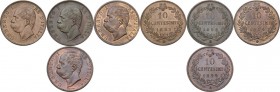 Umberto I (1878-1900). Lotto di quattro (4) monete. Serie completa dei da 10 centesimi 1893 e 1894 Birmingham e Roma. Pag. 613,614,615,616; Mont. 61,6...