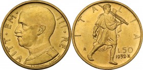 Vittorio Emanuele III (1900-1943). 50 lire 1932 A. X. Pag. 659; Mont. 77. AU. 20.50 mm. NC. FDC.