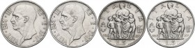 Vittorio Emanuele III (1900-1943). Coppia di monete da 5 lire A. XIV, 1936 e A. XV, 1937. Pag. 719,720; Mont. 133,134. AG. BB/Bel BB.