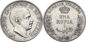 Somalia Italiana. Vittorio Emanuele III (1909-1925). Rupia 1913. Pag. 960; Mont. 442. AG. 30.00 mm. R. Ossidazioni minimamente percettibili. qSPL/SPL.