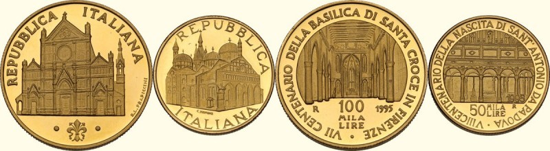 Lotto di due (2) monete da 100.000 e 50.000 lire 1995 rispettivamente per il VII...