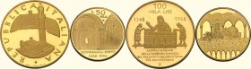 Lotto di due (2) monete da 100.000 e 50.000 lire 1998 rispettivamente per il 650° anniversario della fondazione della torre del Mangio e per l'850° an...