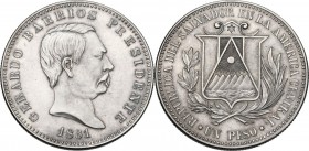 El Salvador. Gerardo Barrios (1859-1863). Peso 1861. Pattern. KM Pn 3. AR. 37.50 mm. RR. MS.