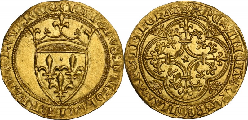 France. Charles VI (1380-1422). Ecu d'or à la couronne. Duplessy 369; Fried. 291...