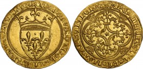 France. Charles VI (1380-1422). Ecu d'or à la couronne. Duplessy 369; Fried. 291. AV. 3.88 g. 29.00 mm. Choice AU.