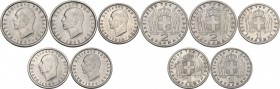 Greece. Paul I (1947-1964). Lot of five (5) coins: 2 drachmai 1957, 1959 and drachm 1954, 1957 and 1959. KM 81, 82. CU/NI. An interesting group of hig...