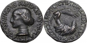 Sigismondo Pandolfo Malatesta (1432-1468), Signore di Rimini. Medaglia 1447. D/ SIGISMVNDVS PANDVLFVS MALATESTA. Busto di Sigismondo a sinistra che in...