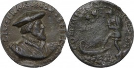 Giovanni Francesco Betti (sec. XV). Medaglia di restituzione, metà del XVI sec. D/ GIO FRANCESCO BETTI 1452(retrogrado). Busto a destra con cappello e...