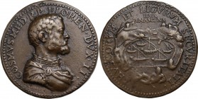 Cosimo I de' Medici (1537-1574). Medaglia s.d. (1559/59). D/ COSMVS MED R P FLOREN DVX II. Busto barbuto a destra, indossa corazza e mantello; sotto, ...