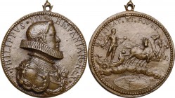 Filippo IV di Spagna (1621-1665). Medaglia s.d. (1621). D/ PHILIPPVS IIII HISPANIAR REX. Busto a destra con gorgiera, armatura e collare del Toson d'o...