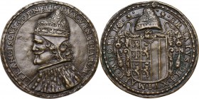 Francesco Corner (1585-1656). Medaglia 1656. D/ FRANCISCVS CORNELI DVX VENETIARVM. Busto a sinistra con manto e corno dogali. R/ CREATVS DIE XVI MAII ...