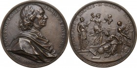Gian Lorenzo Bernini (1598-1680), architetto, scultore, pittore. Medaglia con bordo modanato 1674. D/ EQVES IOA LAVRENT BERNINVS ETATIS SVE ANNO 76 16...
