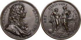 Carlo Maratta (1625-1713) Pittore e membro dell'Accademia di San Luca. Medaglia con bordo modanato s.d. D/ CAROLVS MARATTVS. Busto a destra con mantel...