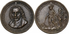 Pietro Andrea Andreini (1650-1729), patrizio, antiquario e collezionista. Medaglia con bordo modanato 1727. D/ PETR ANDREAS ANDREINVS NOB FLORENT AET ...