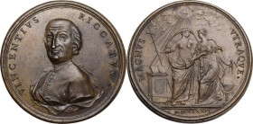 Vincenzo Riccati (1707-1775), teologo e matematico. Medaglia 1776. D/ VINCENTIVS RICCATVS. Busto di tre quarti a sinistra con il volto di fronte; BALV...