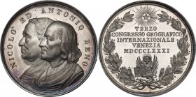 Nicolò (1326-1402) ed Antonio Zeno (...– 1405), navigatori veneziani. Medaglia per il terzo Congresso Geografico Internazionale di Venezia del 1881. D...