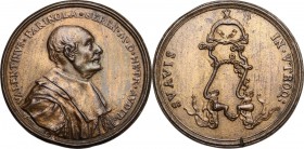 Valentino Farinola (1600-1683), Auditore dell'Amministrazione Granducale. Medaglia con bordo modanato 1677. D/ VALENTINVS FARINOLA SEREN M D HETR AVDI...