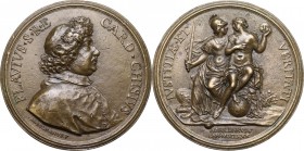 Flavio Chigi (1631-1693), Cardinale. Medaglia con bordo modanato 1680. D/ FLAVIVS S R E CARD CHSIVS. Busto a destra con zucchetto e mantellina; sotto,...