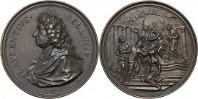 Lorenzo Bellini (1643-1703), medico e anatomista. Medaglia con bordo modanato s.d. D/ LAVRENTIVS BELLINI. Busto a sinistra con capelli lunghi e mantel...