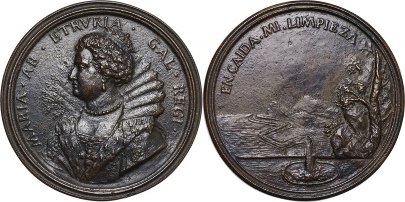 Maria de' Medici (1573-1642), Regina di Francia. Medaglia con bordo modanato s.d...