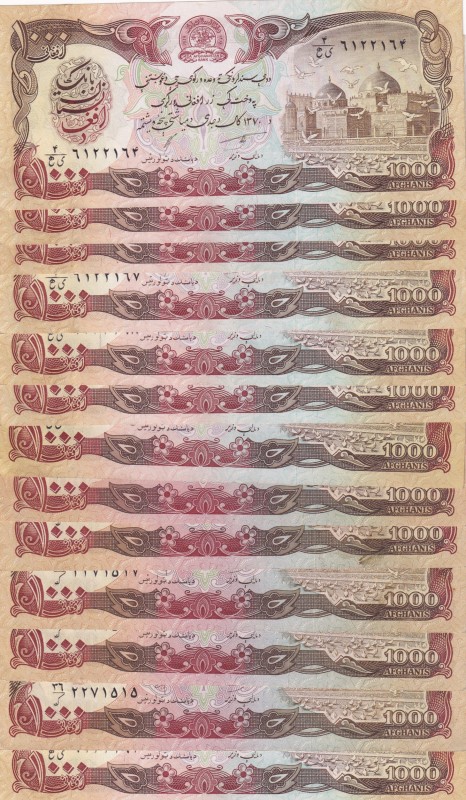 Afghanistan, 1.000 Afghanis, 1991, UNC, p61c, (Total 13 banknotes)
Estimate: US...
