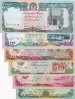 Afghanistan, 50-100-500-1.000-5.000-10.000 Afghanis, UNC, (Total 6 banknotes)
50 Afghanis 1978, p54; 100 Afghanis 1979, p58a; 500 Afghanis 1991, p60c...
