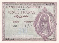 Algeria, 20 Francs, 1945, UNC, p92b
Estimate: USD 75-150