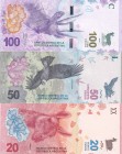 Argentina, 20-50-100 Pesos, 2017/2018, UNC, p361; p363; pNew, (Total 3 banknotes)
Estimate: USD 15-30