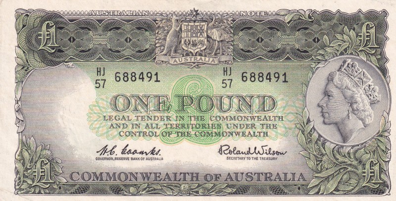 Australia, 1 Pound, 1961/1965, UNC, p34a
Queen Elizabeth II. Potrait
Estimate:...