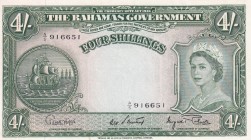 Bahamas, 4 Shillings, 1953, UNC, p13d
Queen Elizabeth II. Potrait
Estimate: USD 120-240