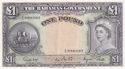 Bahamas, 1 Pound, 1963, AUNC, p15d
Queen Elizabeth II. Potrait
Estimate: USD 450-900