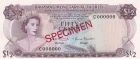 Bahamas, 1/2 Dollar, 1968, UNC, p26s, SPECIMEN
Queen Elizabeth II. Potrait
Estimate: USD 30-60