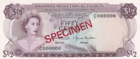 Bahamas, 1/2 Dollar, 1968, UNC, p26s, SPECIMEN
Queen Elizabeth II. Potrait
Estimate: USD 50-100