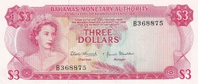 Bahamas, 3 Dollars, 1968, UNC, p28a
Queen Elizabeth II. Potrait
Estimate: USD 75-150